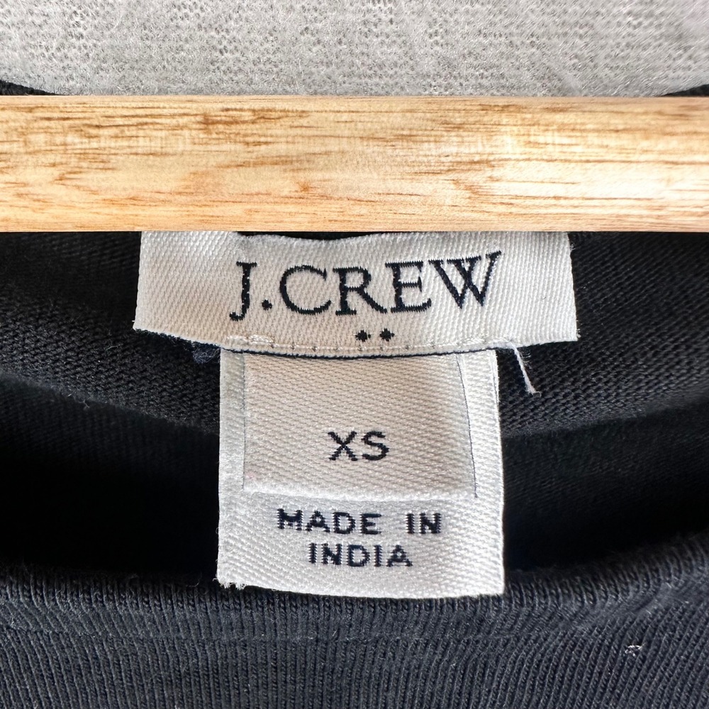 J.CREW T-Shirt Dress Womens XS Black Ruffle Sleeve Minimalist Career Preppy - Picture 3 of 8